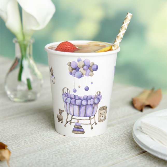 Nursery gender neutral Baby shower Paper Cups (Insitu)