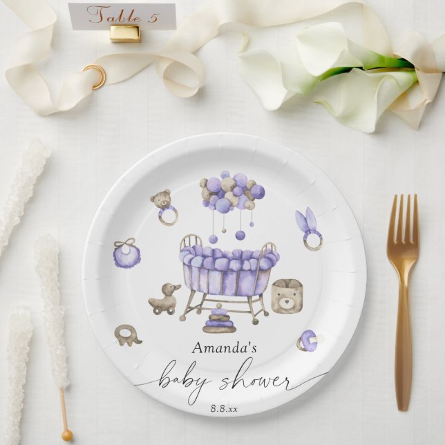 Nursery gender neutral Baby shower Paper Plate (Wedding)