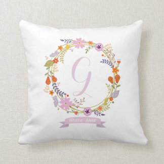 Nursery Girl Decorative Throw Pillow Pink Flowers