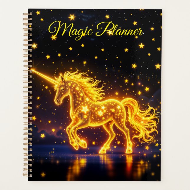 Nursery gold unicorn design glitter magic art planner (Front)