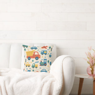 Nursery/Kids’ Room Pillow   Cars Trucks Trains