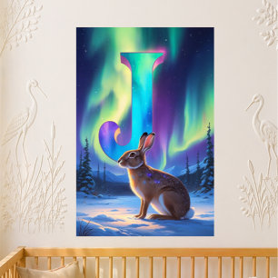 Nursery Letter J Name Northern Lights Jackrabbit Poster