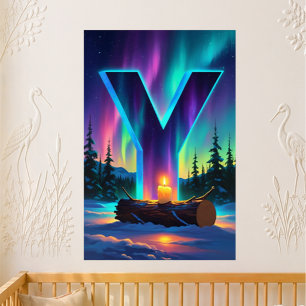 Nursery Letter Y Name Northern Lights Yule Poster