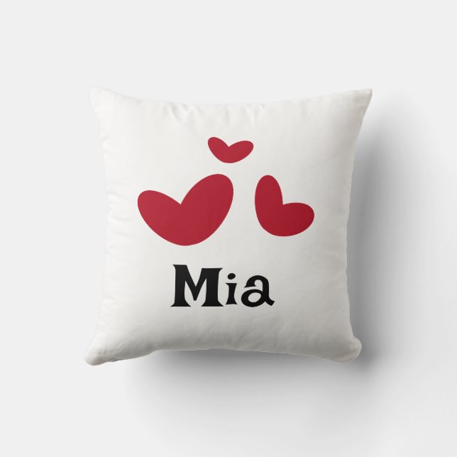 Nursery Minimalist Red Heart Throw Pillow (Back)