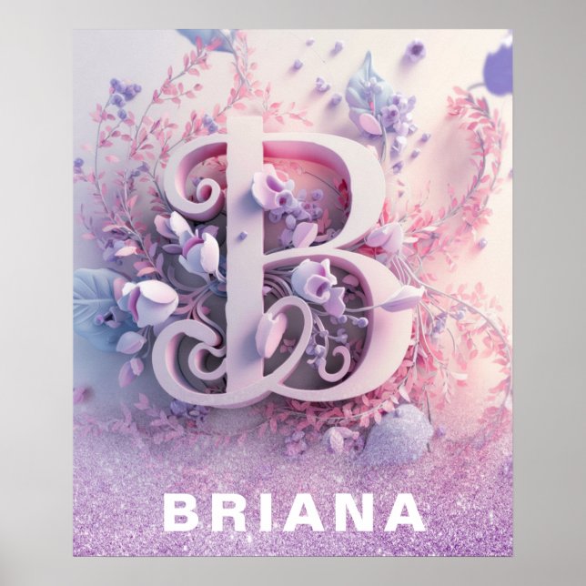 *~* Nursery Monogram AP71 Girl Letter B Poster (Front)