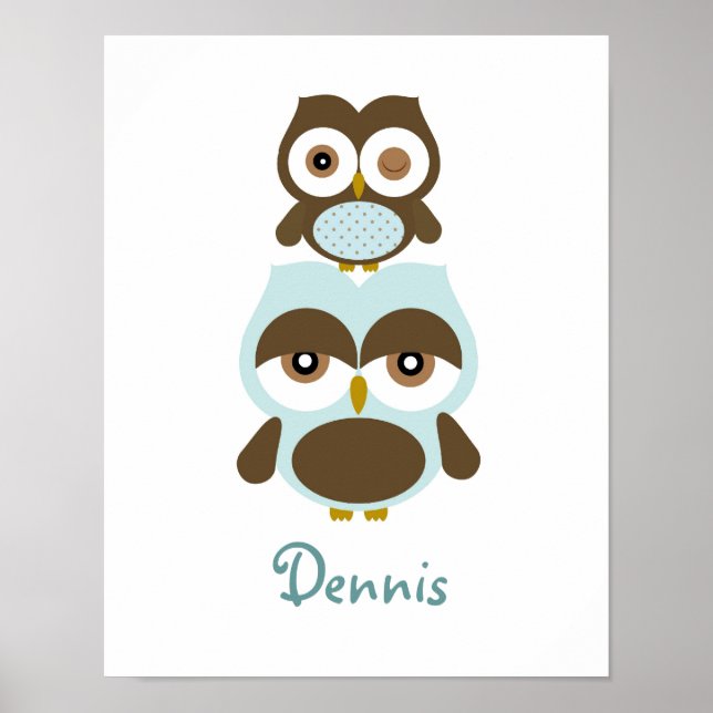 Nursery owl boys poster art (Front)