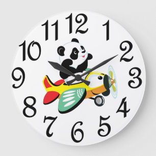 Nursery Panda Bear  Large Clock