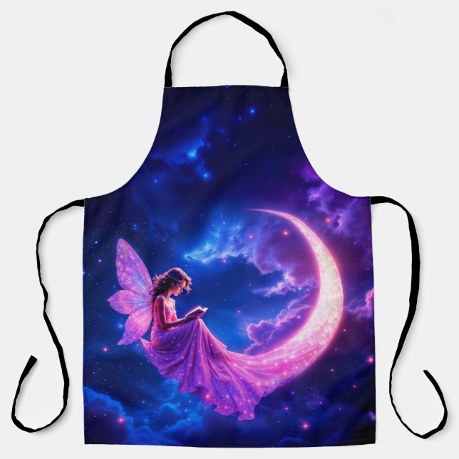 Nursery pink fairy fantasy glitter neon moo apron (Front)