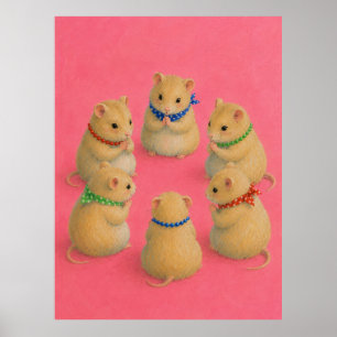 Nursery Playroom Hamster Meeting Illustration Poster