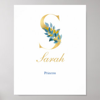 Nursery Print Name, Letter S, Baby girl wall art