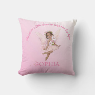 Nursery Quote Cute Fairy Pink Dark Hair Cushion