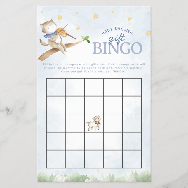 Nursery Rhyme Baby Shower Bingo Game Flyer (Front)