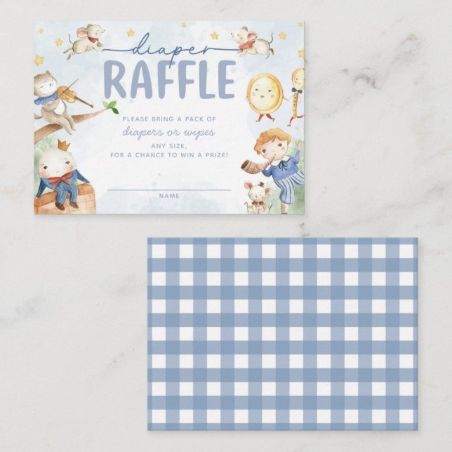 Nursery Rhyme Baby Shower Diaper Raffle Enclosure Card (Front/Back)