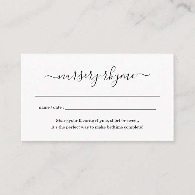 Nursery Rhyme Baby Shower Invitation Simple (Front)