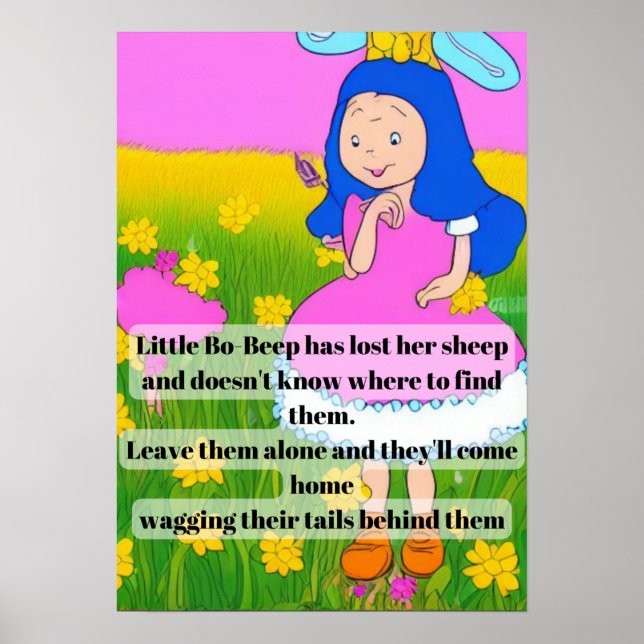 nursery rhyme cartoon fun little bo-peep has lost  poster (Front)