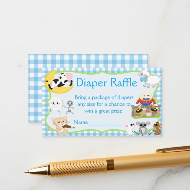Nursery Rhyme Diaper Raffle Enclosure Card (Front/Back In Situ)