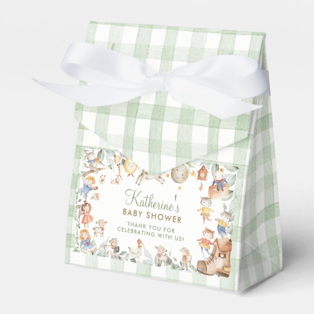 Nursery Rhyme Greenery Baby Shower 1st Birthday Favour Box (Front Side)