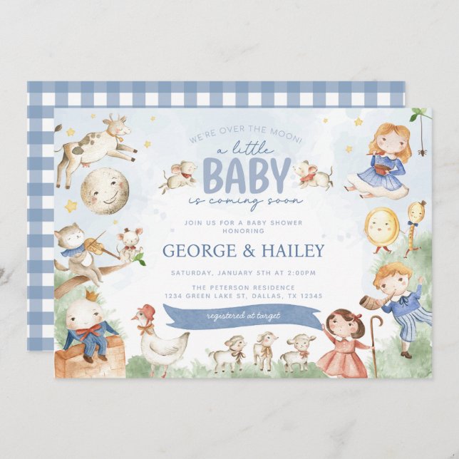 Nursery Rhyme Mother Goose Baby Shower Invitation (Front/Back)