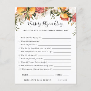 Nursery Rhyme Quiz Baby Shower Game