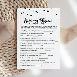 Nursery Rhyme Quiz Baby Shower game Card