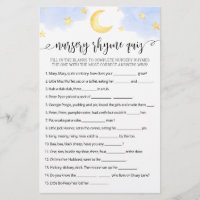 Nursery Rhyme Quiz Baby Shower game with Answers