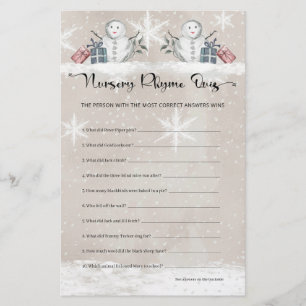 Nursery Rhyme Quiz Snowman Baby Shower