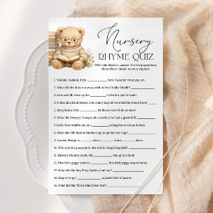 Nursery Rhyme Quiz Storybook Bear Baby Shower Game