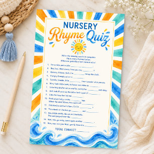 Nursery Rhyme Quiz Sunshine Baby Shower Game