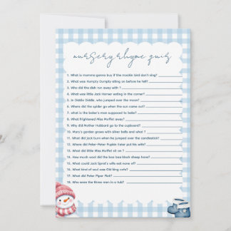 Nursery Rhyme Quiz Winter Baby Shower Game Invitation