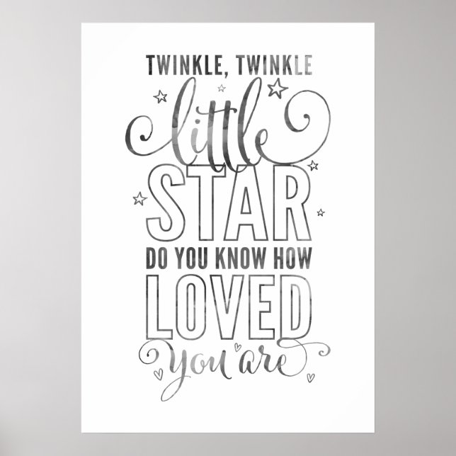 NURSERY RHYME twinkle, twinkle little star grey Poster (Front)