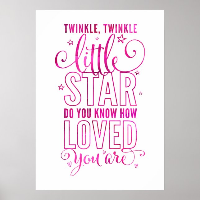 NURSERY RHYME twinkle, twinkle little star pink Poster (Front)