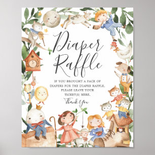 Nursery Rhymes Baby Shower Diaper Raffle Sign