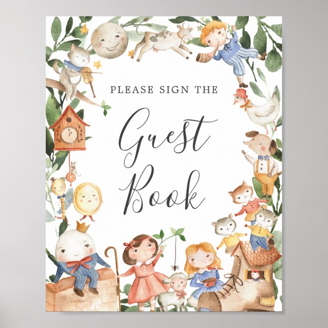Nursery Rhymes Baby Shower Guestbook Sign (Front)