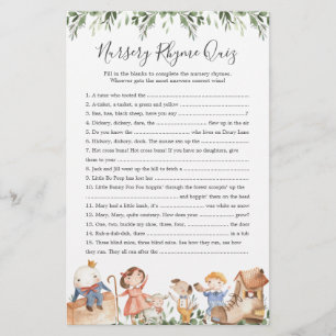 Nursery Rhymes Baby Shower Nursery Rhyme Quiz Game