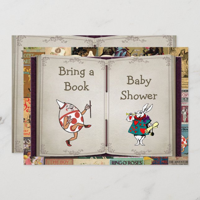 Nursery Rhymes Bring A Book Baby Shower Invitation (Front/Back)