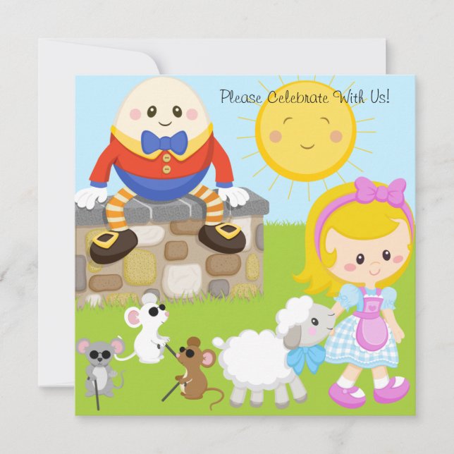 Nursery Rhymes Customised Birthday Invitations (Front)