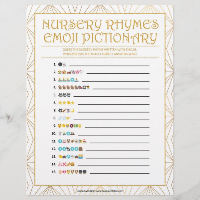 Nursery Rhymes Emoji [Golden Lines] Custom Letterhead (Front)
