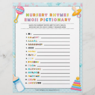Nursery Rhymes Emoji Pictionary [Baby Basics Blue] Custom Letterhead