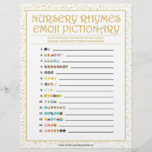 Nursery Rhymes Emoji Pictionary [Golden Sparkles] Custom Letterhead