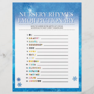 Nursery Rhymes Emoji Pictionary [Snowy Blue] Custom Letterhead