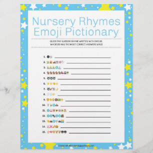 Nursery Rhymes Emoji Pictionary [Starry Night Blue Custom Letterhead