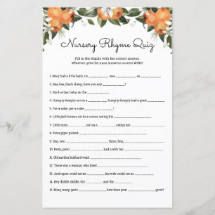 Nursery Rhymes Quiz Cutie Baby Shower Game Cards