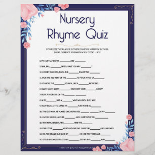 Nursery Rhymes Quiz [Floral Frame] Custom Letterhead