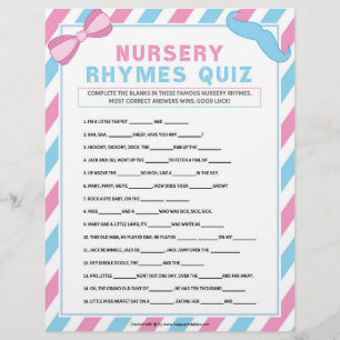 Nursery Rhymes Quiz [Gender Surprise] Custom Letterhead