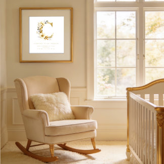 Nursery Romantic Floral C Letter Gold Effect Poster
