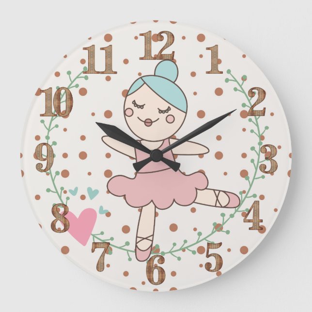 Nursery Room Dancing Ballerina  Large Clock (Front)