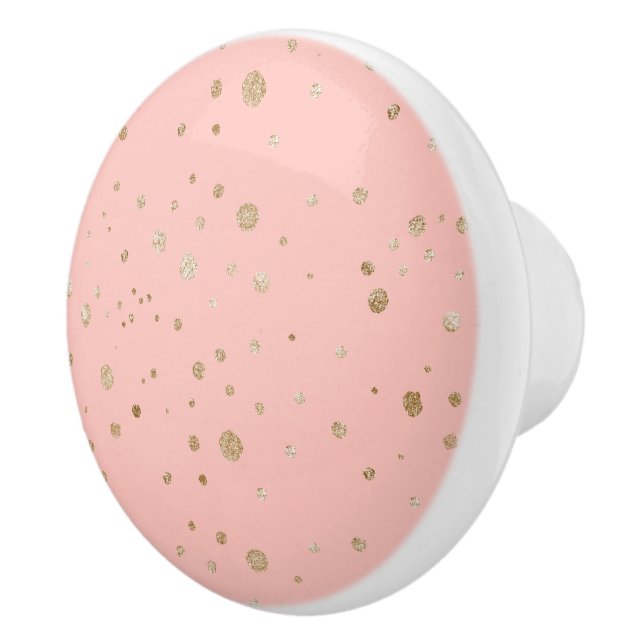 Nursery Room Pink Blush with Glittery Circles  Ceramic Knob (Right)
