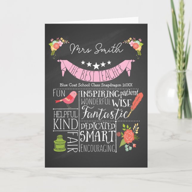 Nursery Teacher best teacher end of year Card (Front)