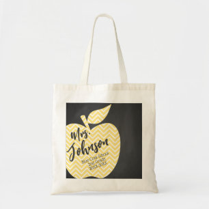 Nursery Teacher chevron yellow apple gift fashion Tote Bag