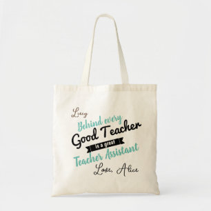 nursery teaching assistant teal personalised tote bag